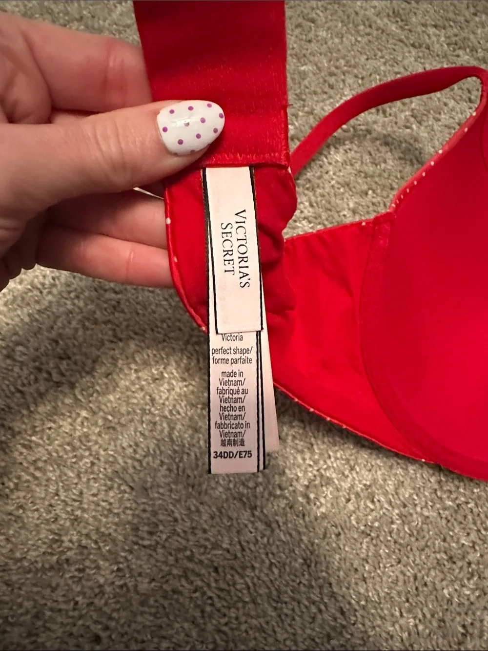 Body by Victoria Perfect Shape Victoria's Secret Red Polka Dot Push-Up Bra NWOT